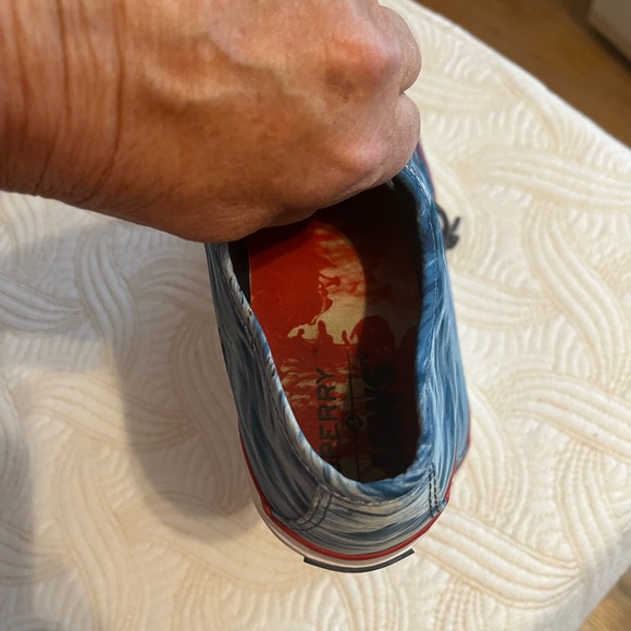 Sperry Jaws Blue Wave Canvas Sneakers with Red Trim - Picture 9 of 11